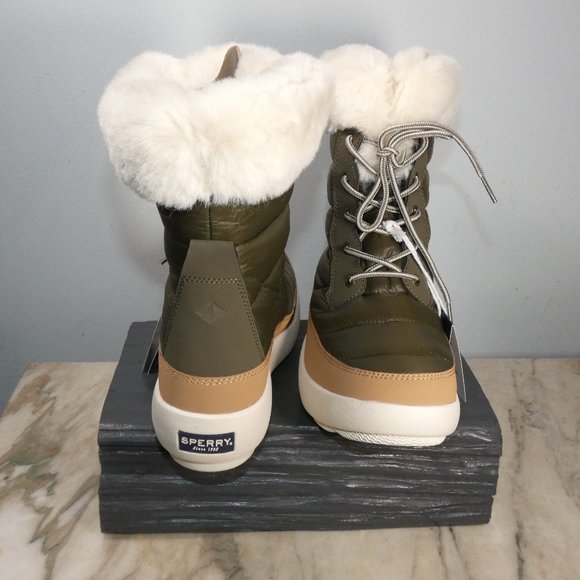 Sperry Top-Sider Bearing PLUSHWAVE Nylon Boot Women Olive/Tan?Ivory 8.5 M - Picture 2 of 13
